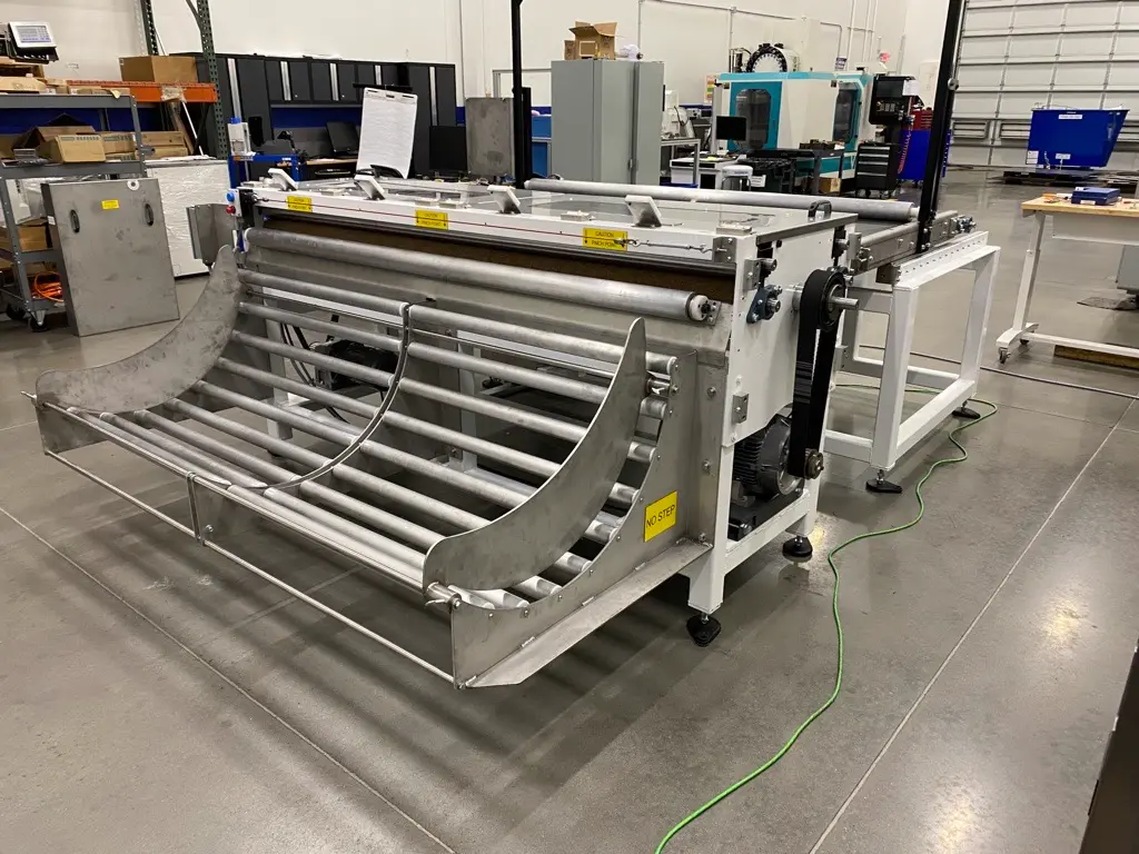 Custom conveyor section built in the Think-PLC shop